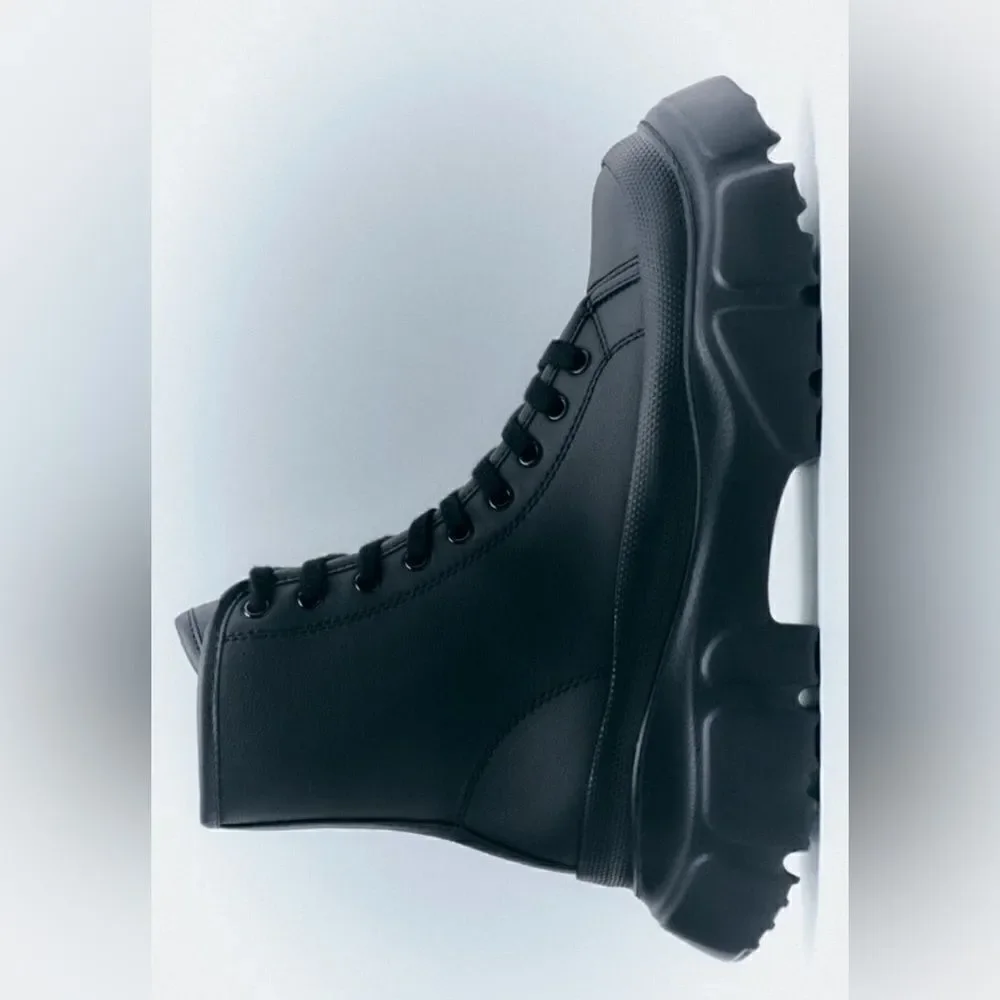 Zara Threaded High-Top Sneakers Boots New